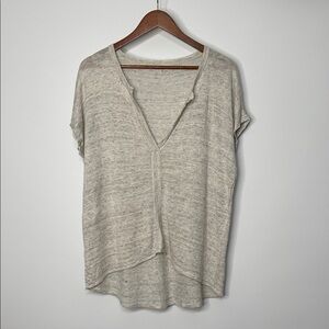 Madewell Heathered Cream Short Sleeve Linen Top XS